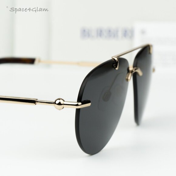 BRAND NEW Burberry BE3151 110987 Gold Dark Grey Pilot Unisex Sunglasses BE 3151 - Picture 3 of 9
